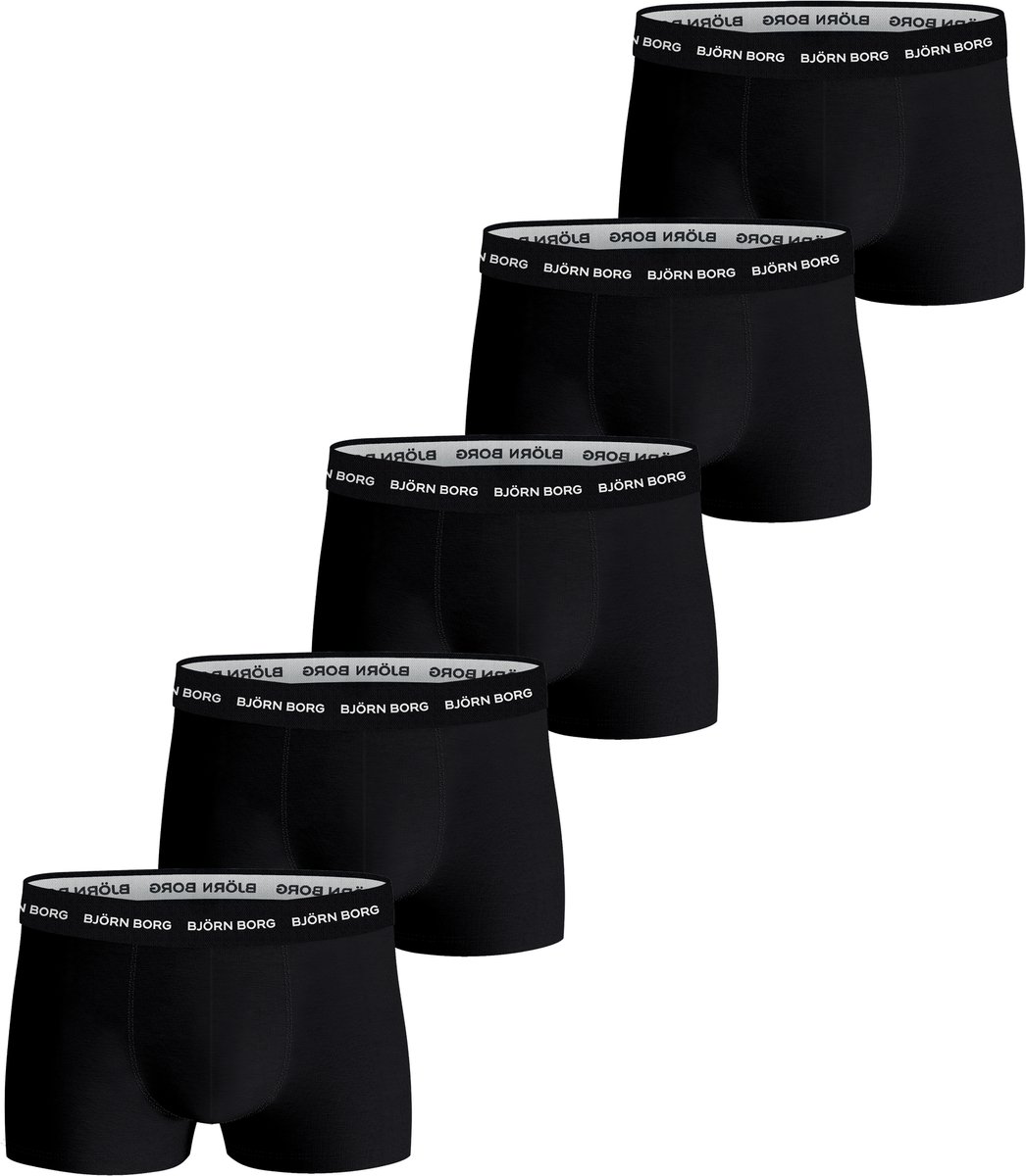 Björn Borg Cotton Stretch trunks - heren boxers korte pijp (5-pack) - zwart - zwart - zwart - zwart - zwart