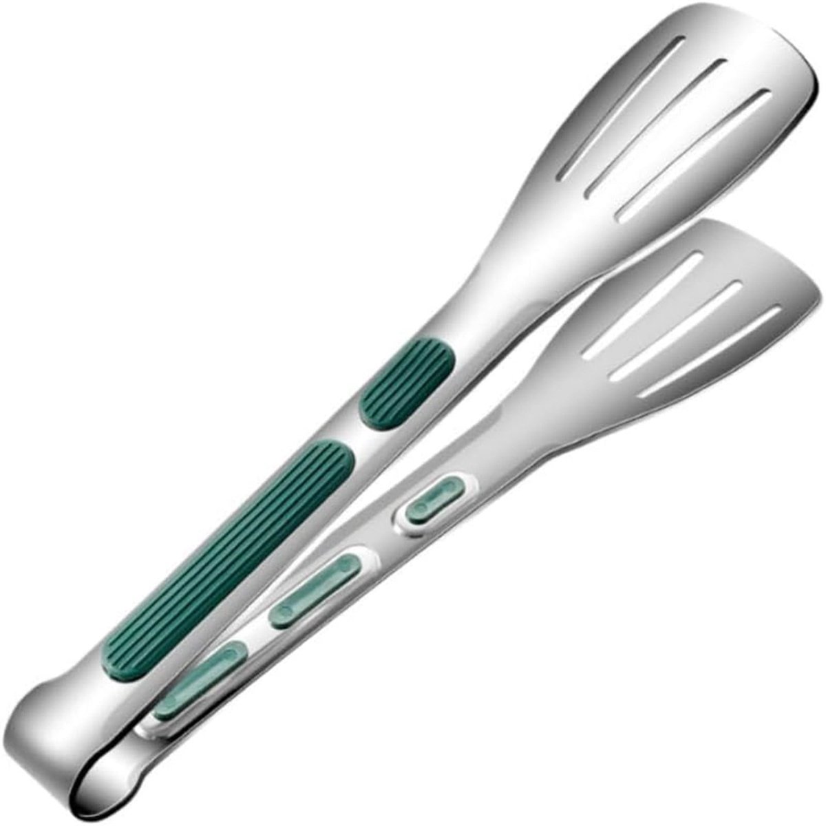 Kooktang van 30 cm (12 inch) van roestvrij staal, een robuust keukengereedschap, geschikt voor grillen en serveren van voedsel, met vergrendelingsmechanisme, vaatwasmachinebestendig, set van 2.