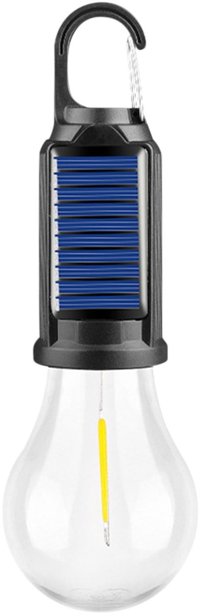 Op zonne-energie werkende, oplaadbare campinglamp, 5 hangende LED-lampjes, USB-C opladen, IPX4 waterdicht, inclusief afstandsbediening, warm wit licht. — afbeelding 4