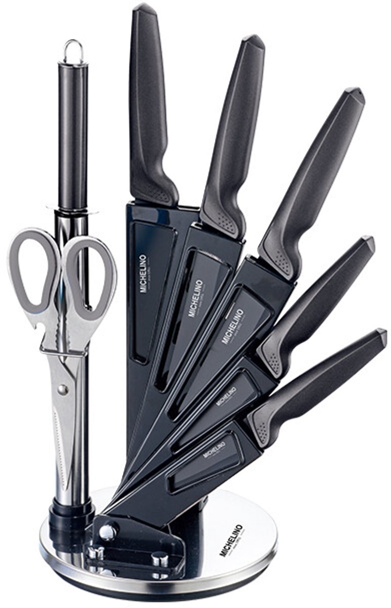 MICHELINO 8 pcs. Knife set set Knife set including acrylic stand gray