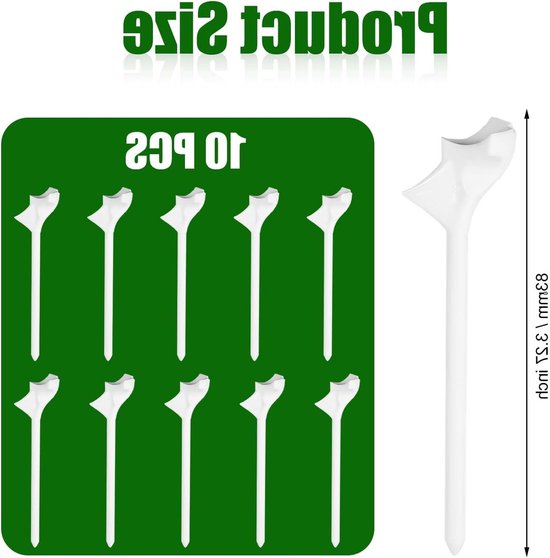 Set van 10 Plastic Golf Tees voor Simulator en Training - Professionele Golf Oefenhulpmiddelen voor Buiten en Golfbaan (Wit) — afbeelding 5