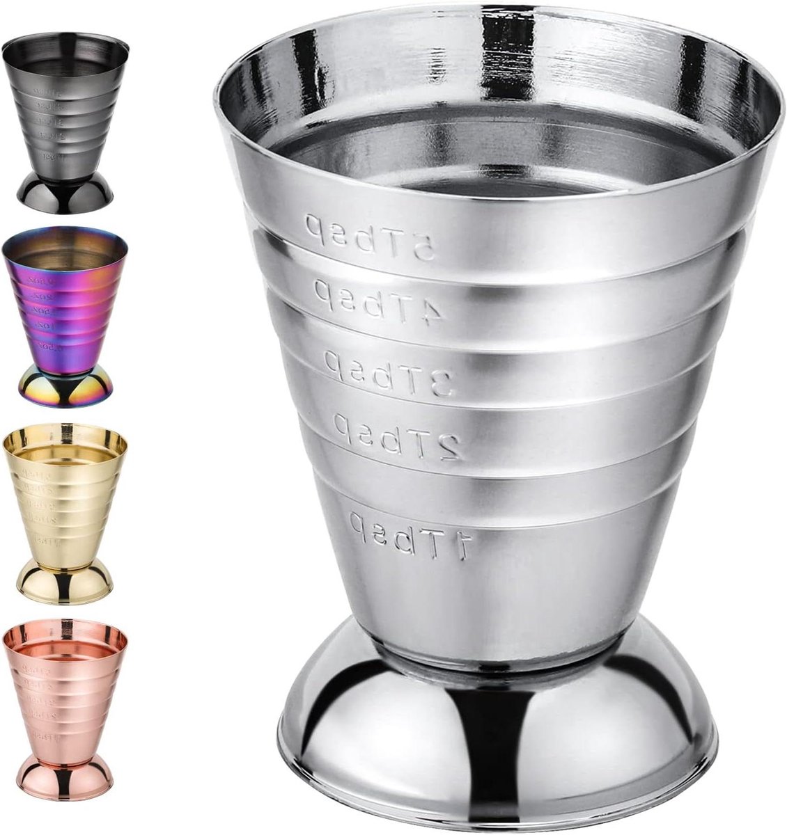 Maatbeker Jigger - Cocktail Maatje - Cocktails Maken - Met Stabiele Voet - 75 ml - Zilver