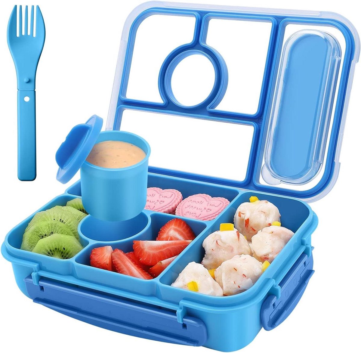 Bento Lunchbox - Lunchbox Kinderen - Maaltijden Meenemen - 5 Compartimenten - 13 Liter - Blauw