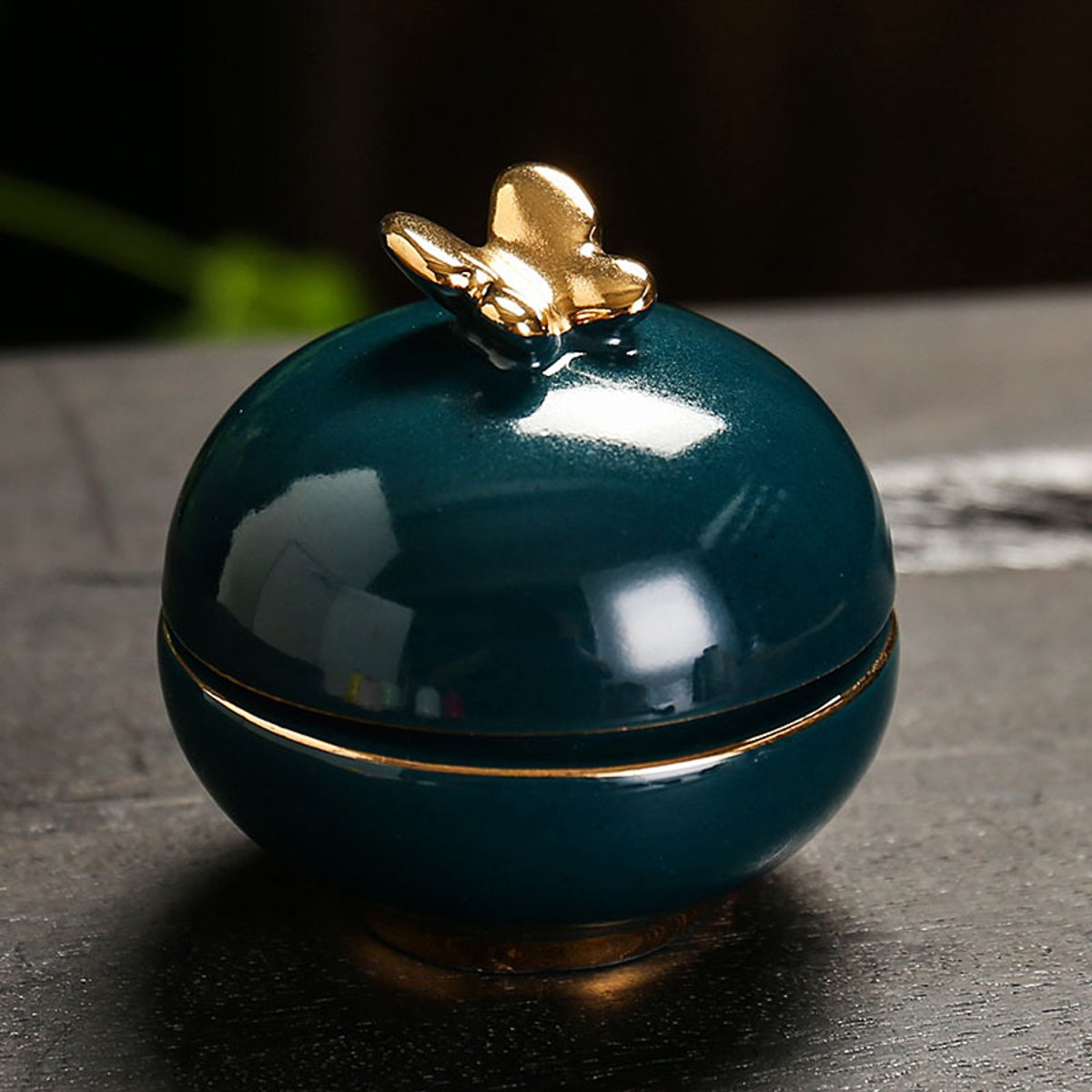 Mini Urn Keramiek Vlinder -Donkergroen (20 ml)