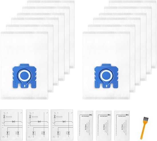 16 stuks inclusief 12 stofzakken +3 sets filterkatoen + 1 reinigingsborstel - stofzuigerzakken ter vervanging van Miele GN-stofzuigerzakken- geschikt voor Miele Classic C1 Complete C1/C2/C3 S2/S5/S8-serie