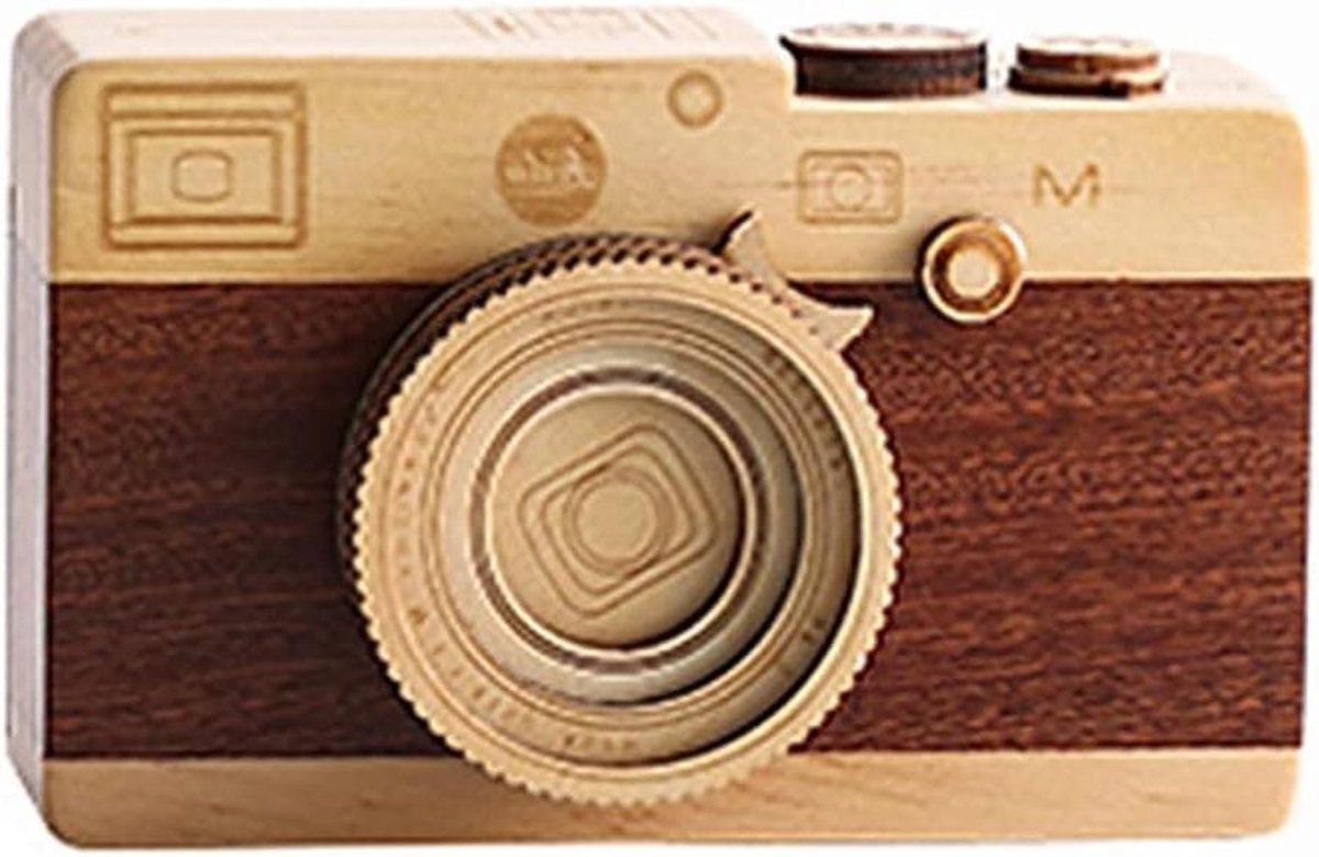 Muziekdoos Camera - Houten decoratie - Herinneringen ophalen - Uniek camera ontwerp - 12.5 cm - Bruin