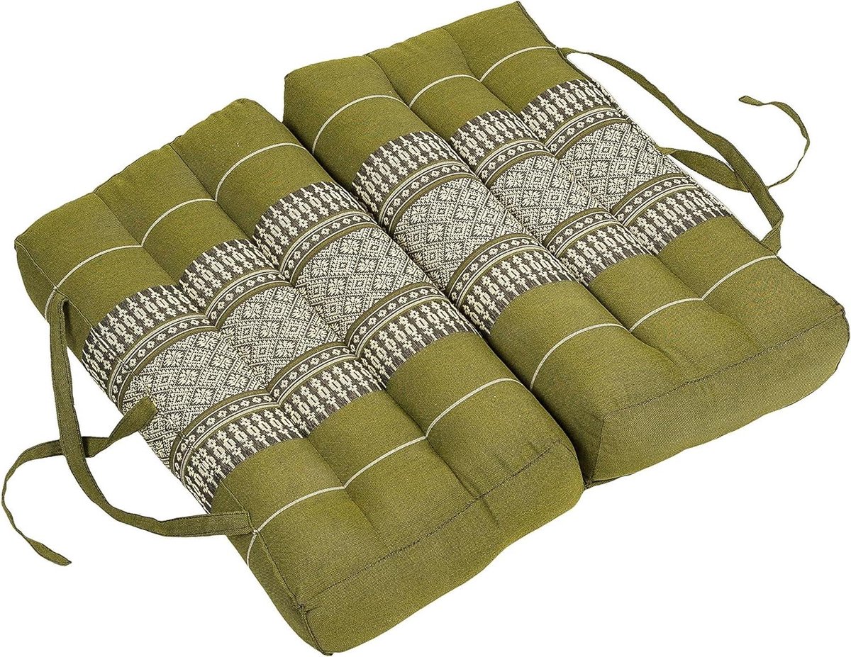 Opvouwbaar Zitkussen - Meditatiekussen Yogakussen - Comfortabel Zitten - Vaste Kapok Vulling - 40 x 40 x 7 cm - groen