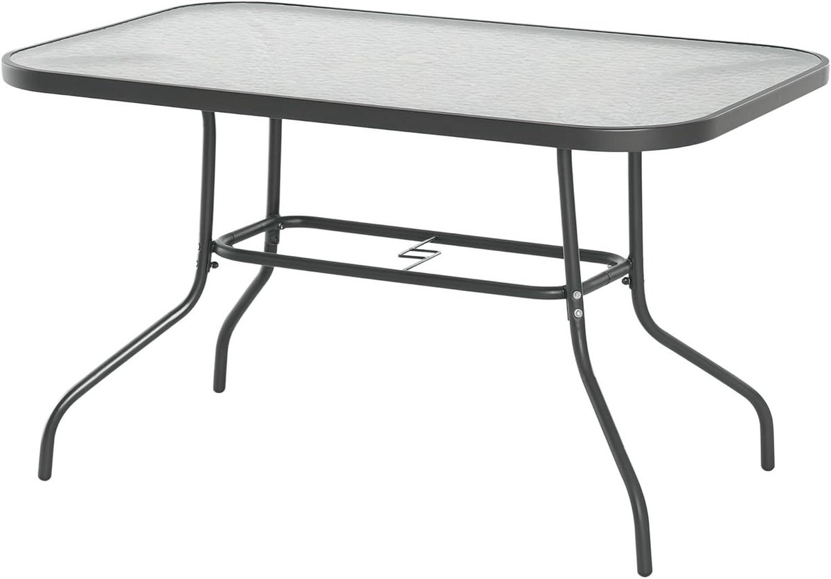 Tuin Tafel - Balkon Tafel - Buiten Eten - Met Parasolhouder - 120 x 80 cm - Grijs