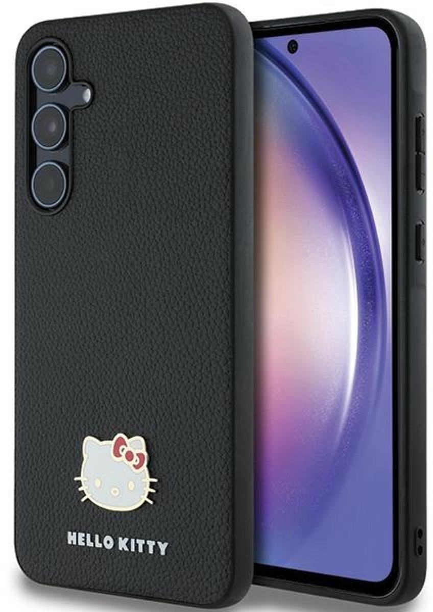 Hello - Kitty - Metalen Logo Kitty Hoofdhoes voor Samsung Galaxy A55 - zwart