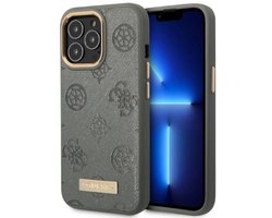 Guess Peony Serie - iPhone 13 Hoesje - MagSafe Compatibel - Luksueus - Grijs