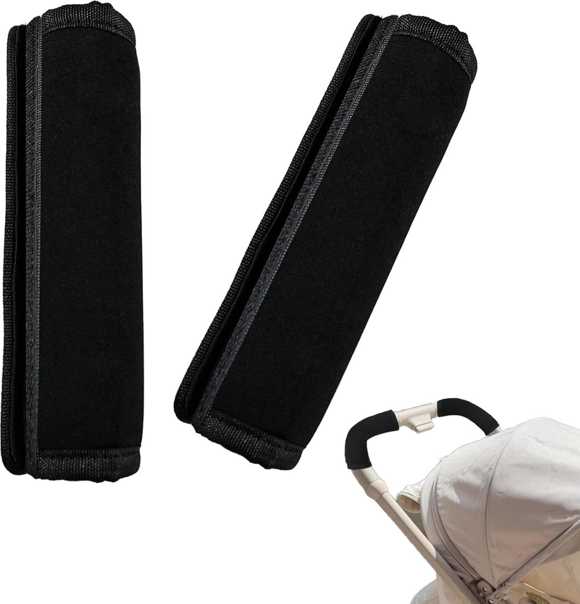 Set van 2 kinderwagenhandvatbeschermers, armleuning- en handgreepbeschermers voor de kinderwagen, stofwerende handvatbeschermers voor de kinderwagenbumper (vervangingsset), verwijderbare universele beschermhoezen en handgrepen.