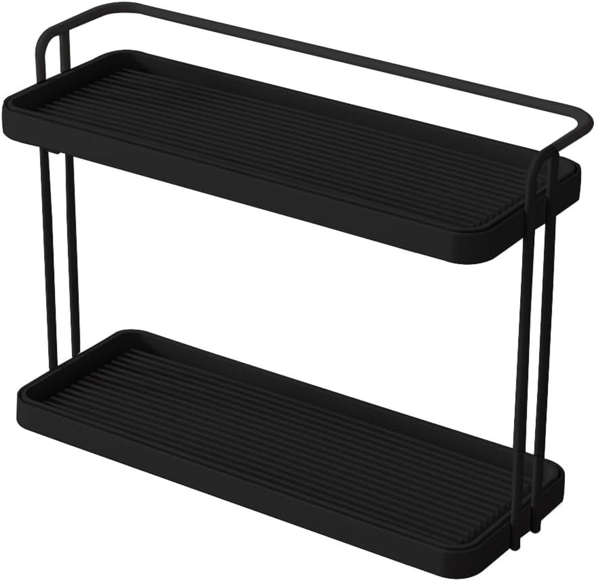 2-Laags Mokkenrek - Koffiekophouder met Afneembaar Afdruipbakje - Organizer voor op het Keukenblad - Zwart – 29 x 11 x 21 cm