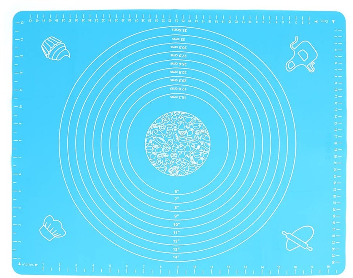 Allecto - Blue siliconen kneedpad - Bakaccessoires - Antiaanbak oppervlak - Kneed- en rolmat - Vaatwasserbestendig - Geschikt voor pizza en gebak