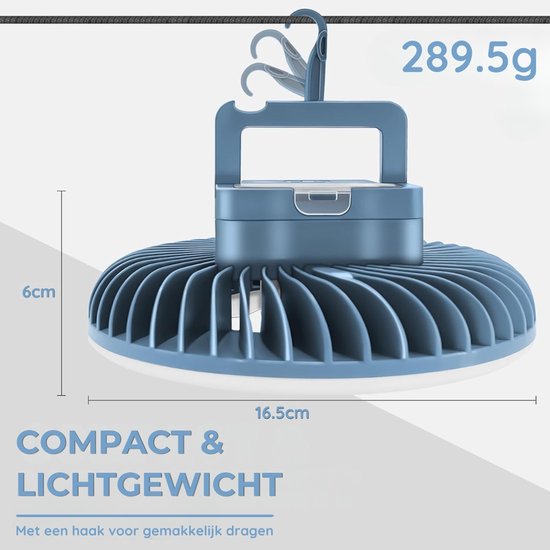 LED Campinglamp - met ventilator - USB - Camping ventilator met licht - Tentlamp - Buiten Kampeer Accessoires - camping lamp - campinglamp oplaadbaar van Merkloos — afbeelding 5