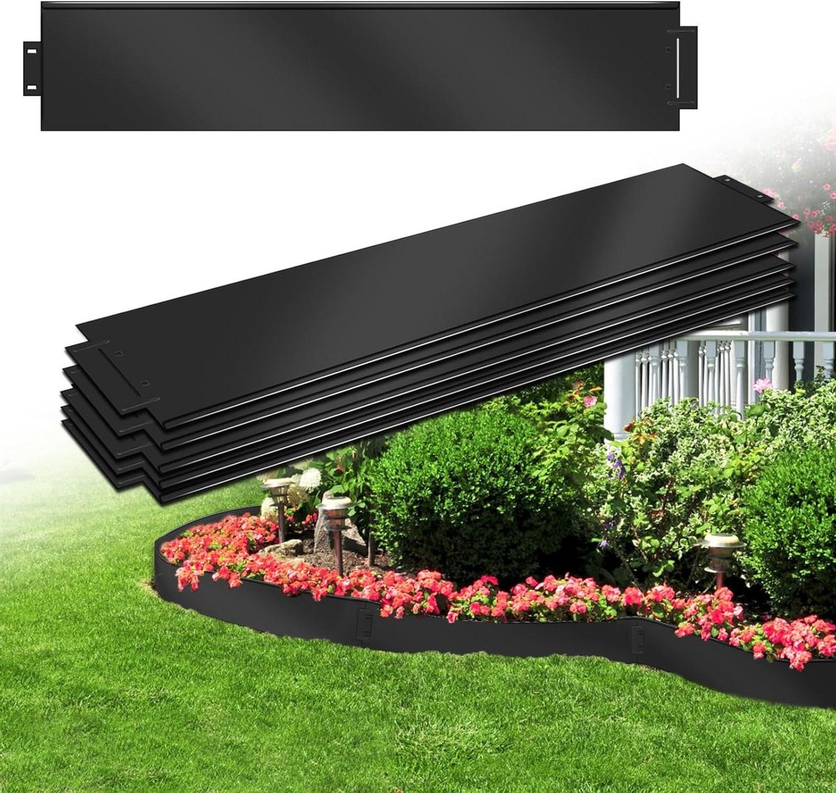 Gazonrand Metaal - Tuinrand Bloembed - Tuin Vormgeven - Flexibel Snijdbaar - 20 stuks 100x18cm - Zwart