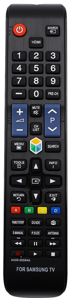 Allecto - TV afstandsbediening - Universeel - Lange afstand - Zwart - Geschikt voor LCD LED Plasma - 20 knoppen - Voor Samsung TV's