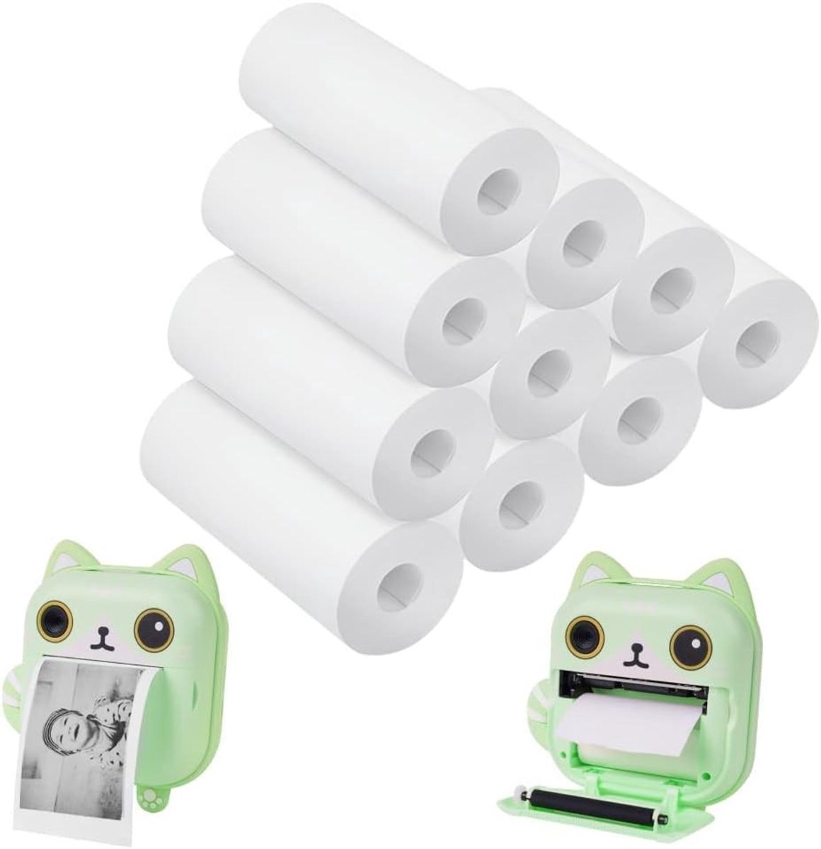 Kindercamera Afdrukpapier, 10 Rollen Thermisch Afdrukpapier voor Kinderen, Direct Print Papier, Vervangpapier voor Creatieve Foto's (Lengte: 5 m, Breedte: 5.5 cm)