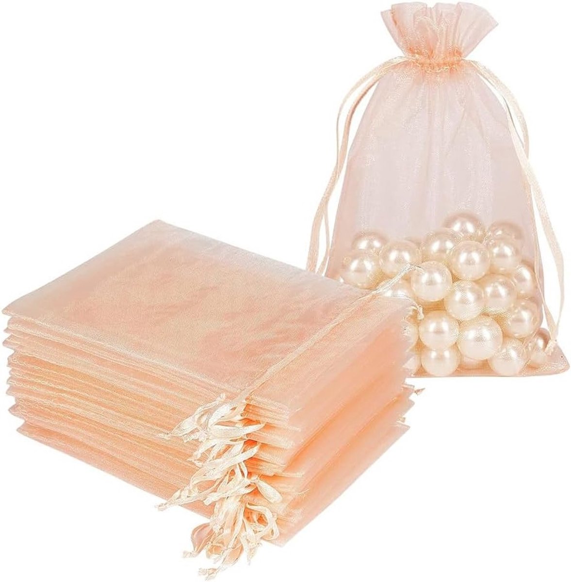 Organza zakjes met trekkoord, 50 stuks, cadeauzakjes voor bruiloft en Kerstmis, lichtrood, 30 x 40 cm, sieradenzakjes, feestelijke verpakking, decoratieve zakjes