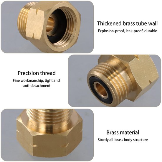 Allecto - 4-delige Gas Adapter Set - Aansluitadapter voor Gasflessen - Geel - Geschikt voor Cilinders en Apparatuur - Veilig en Betrouwbaar - Buite... — afbeelding 3