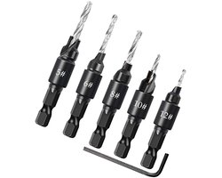 Allecto - Verzinkboor - Houtbewerking - Diepte Verstelbaar - 5 Pack