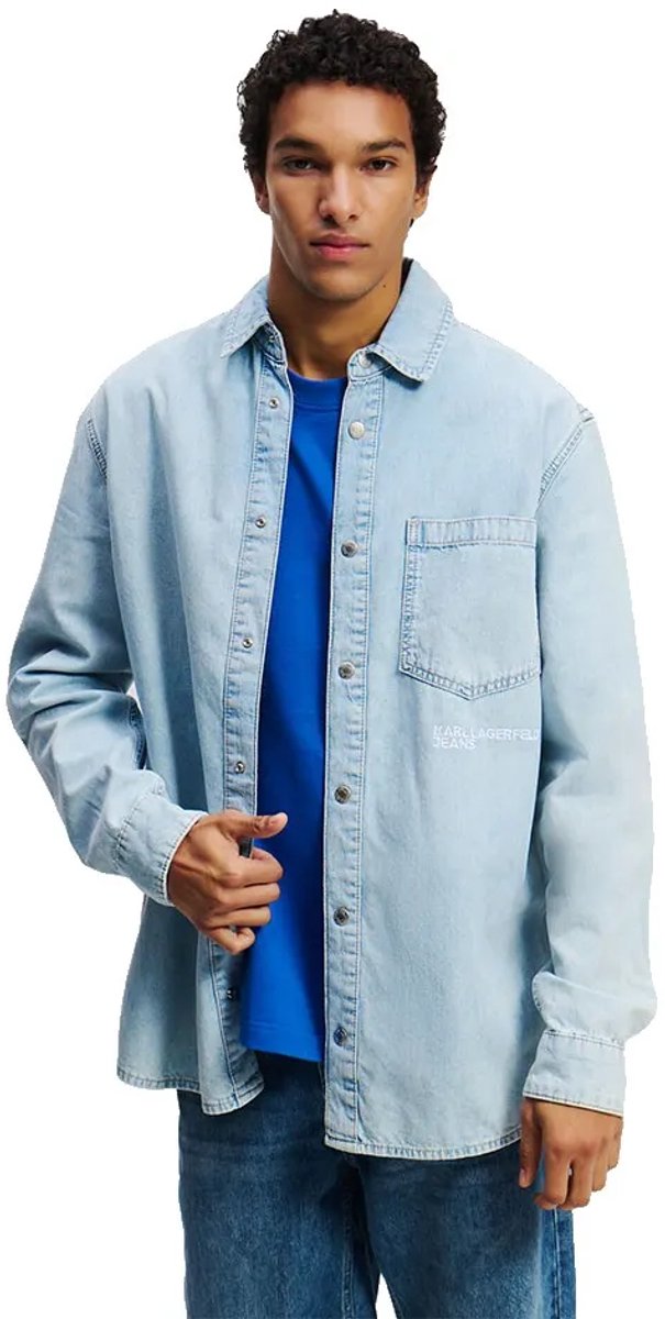 Karl Lagerfeld Jeans A2m16021 Denim Overhemd Met Lange Mouwen Blauw S Man