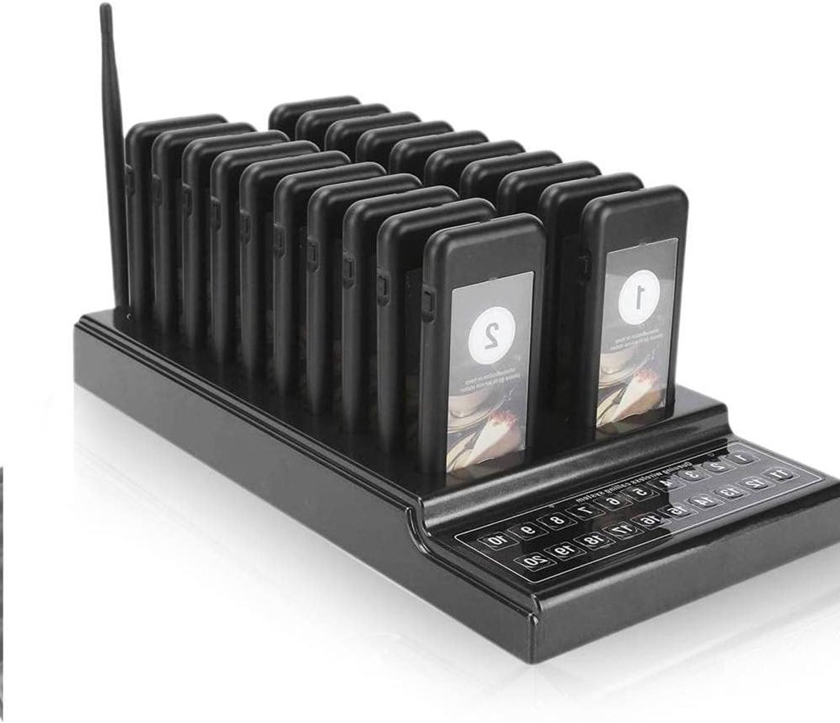 Gasten oproepsysteem - Pager systeem - Klantenservice verbeteren - 20 kanalen oproepsysteem - 1000 meter bereik - Zwart