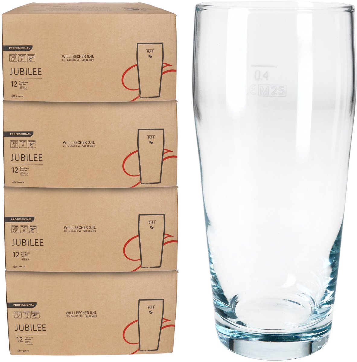 48-delige set bierglazen WILLIBECHER 0,4L geijkt van glas – 42177