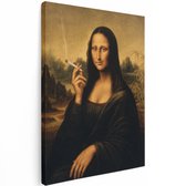 Artaza Canvas Schilderij Mona Lisa Joint - Klassiek Portret - Multikleur - 90x120 cm - Groot - Wanddecoratie Woonkamer - Schilderijen - Muurdecoratie