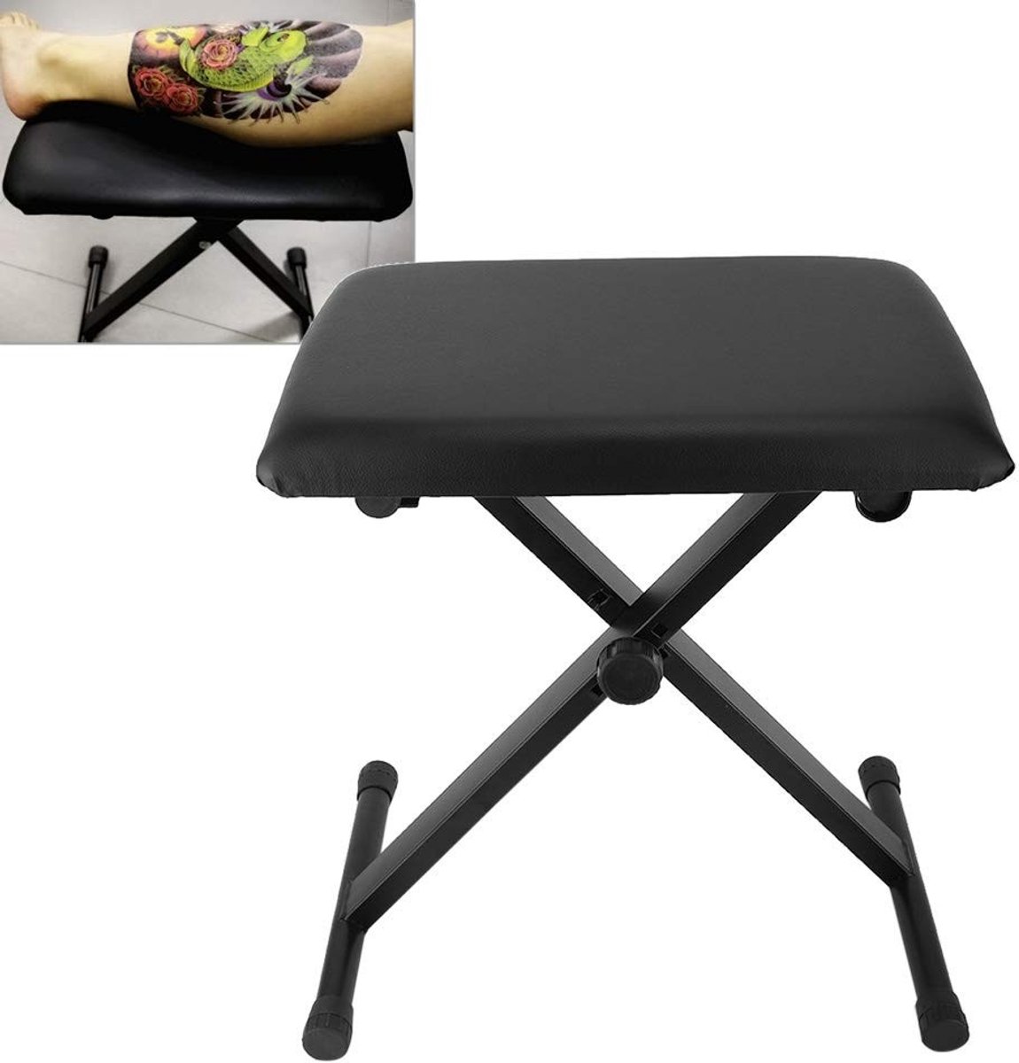 Allecto - Hoogte Verstelbare Voetsteun - Tattoo Beensteun - Comfortabel Kussen - Onder Bureau Kruk - Tattoo Kantoor - Tot 150 Kg