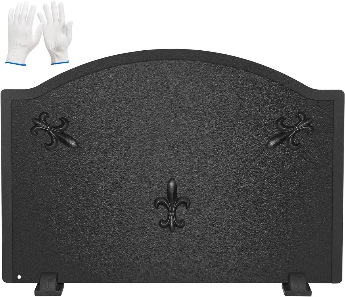 Haardplaat - Achterplaat Warmte - Warmte Reflecteren - Decoratief Reliëf - 25 inch - Zwart