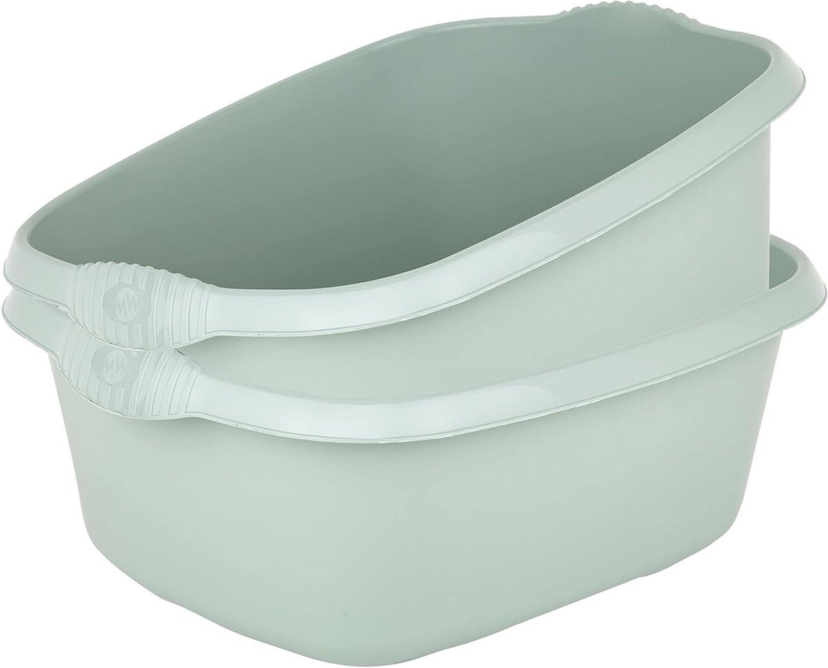 Kommenset Groen - Waskom Spoelbak - Huishoudelijk Gebruik - Voedselveilig Kunststof - 12 Liter 39x32cm - Groen