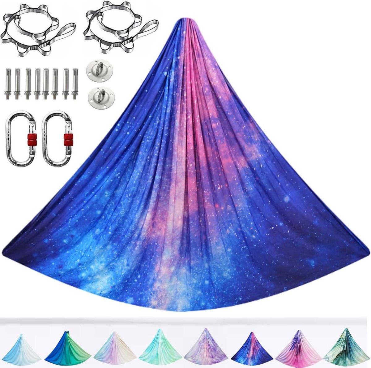 Yoga Aerial Doek - Hangmat Set - Kracht Training - 500 kg Draagvermogen - 5 meter - Multikleur