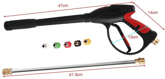 Allecto Hogedrukreiniger Spuitpistool Pressure Cleaner Gun 4000 PSI 1/2 inch Met 5 Nozzles Ideaal voor Tuin en Auto Comfortabele van Merkloos	 — afbeelding 4