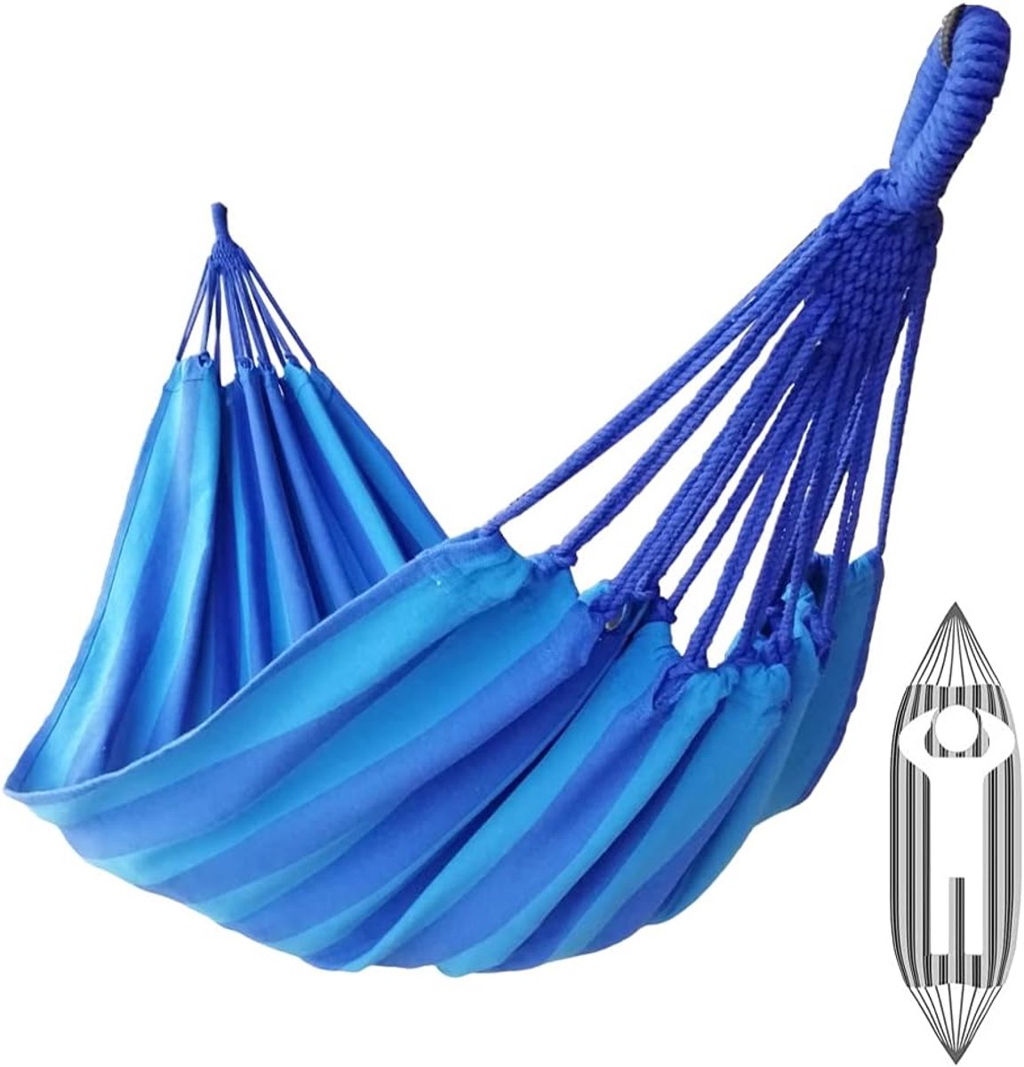 Hangmat - Draagbaar met draagtas - 300 x 200cm - Draagvermogen tot 300 kg - Blauw - Hangmat met Spreidstok - Weerbestendig - Hangmatten Camping - hangmat 2 persoons - van Imperatoris