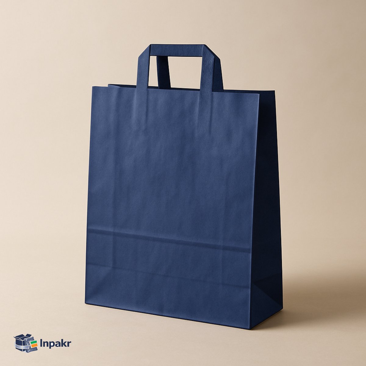 Inpakr Papieren Draagtassen - 250 stuks - 320x140x420 mm - Donkerblauw Papieren Tasjes - 32.0x14.0x42.0 cm - 80gr/m2 Kraftpapier - Papieren Zakjes Webshop