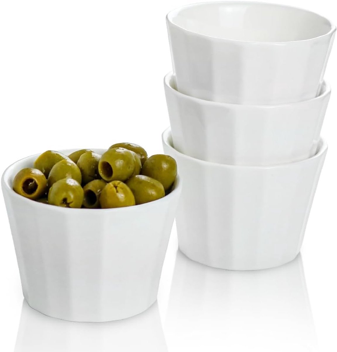 Set van 4 Witte Porseleinen Kommen van 150ml voor Antipasti, Sauzen, Noten en Dips