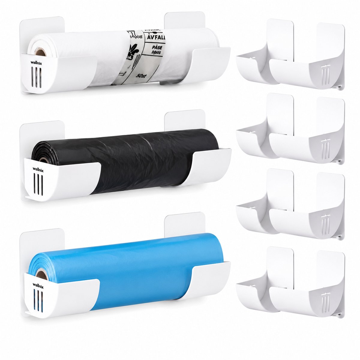 Zelfklevende Vuilniszakhouder Set Van 2 - Wandhouder Voor Afvalzakken - Keuken Organizer Zonder Boren - Ruimtebesparende Opberger Voor Plastic Zakken En Rollen - Duurzame Wandmontage - Keukenkast Organizer - 7 x 6,5 x 4 CM - Wit