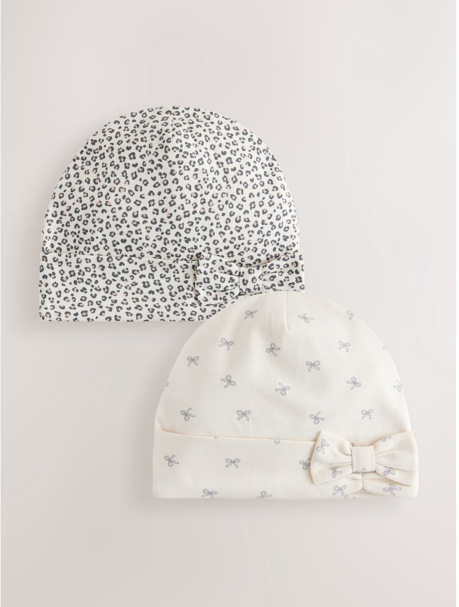 Next - Meisjes - Set van 2 jersey beanies - Crème