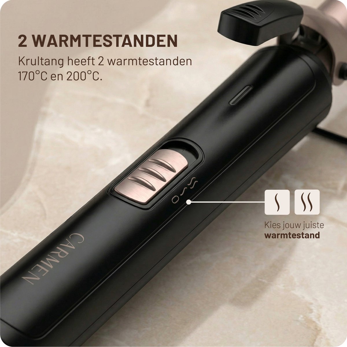 Carmen CCT1920B - Krultang met klem - Haarkruller - Diameter 19 mm - 2 warmtestanden - Keramische coating thumbnail 5