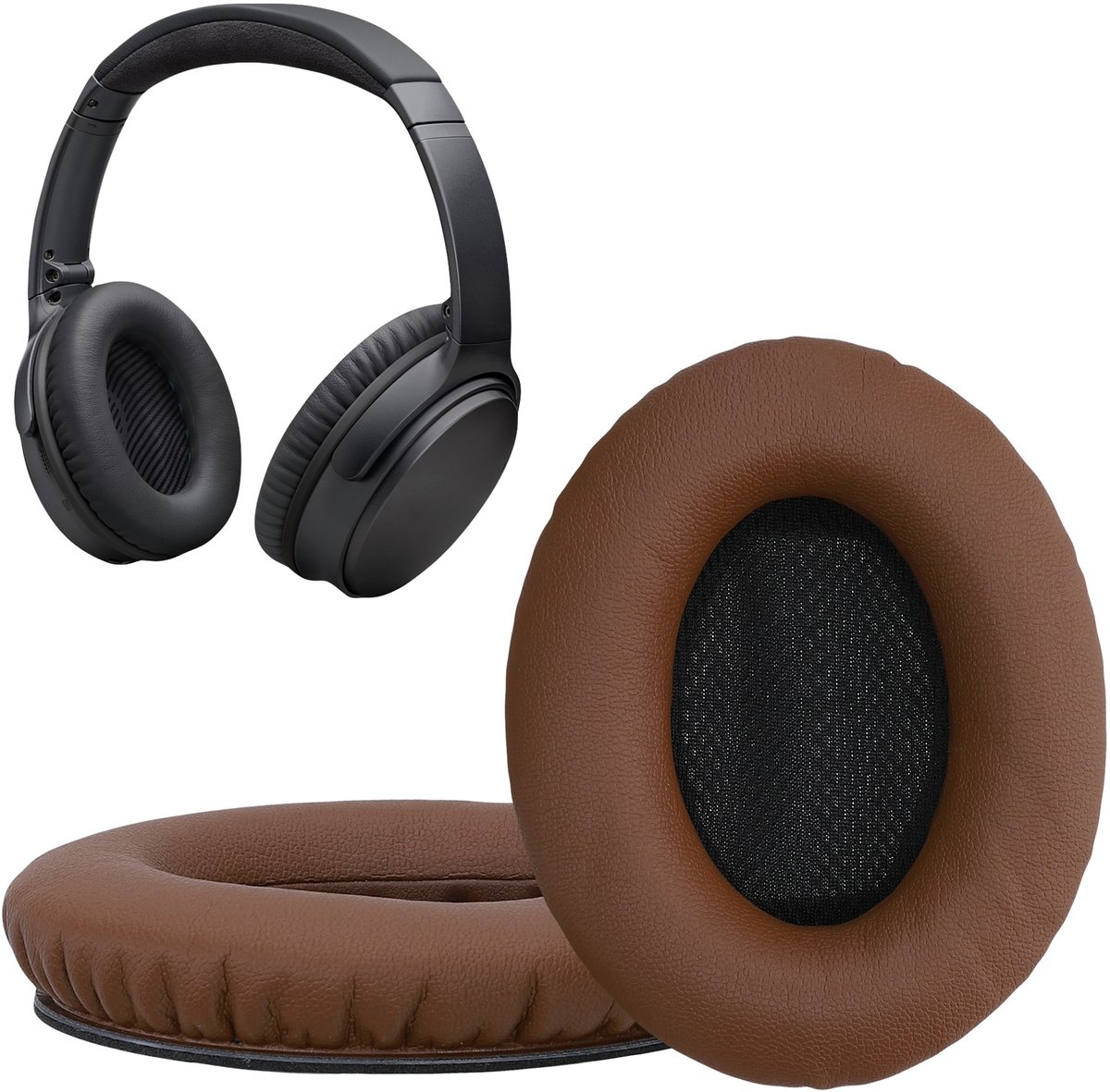 kwmobile 2x oorkussens geschikt voor Bose Quietcomfort 35 35II 25 15 / QC35 QC35II QC25 QC15 - Earpads voor koptelefoon in donkerbruin