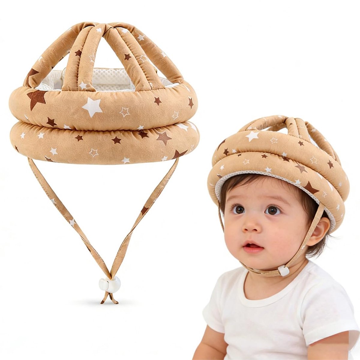 Ryoudavell - Baby Hoofdbeschermer - Babyhelm voor Kruipen en Lopen - Veiligheidshelm met Hoofdkussen - 6 tot 24 Maanden - Anti-Val Beschermkussen - Verstelbaar - Ademend