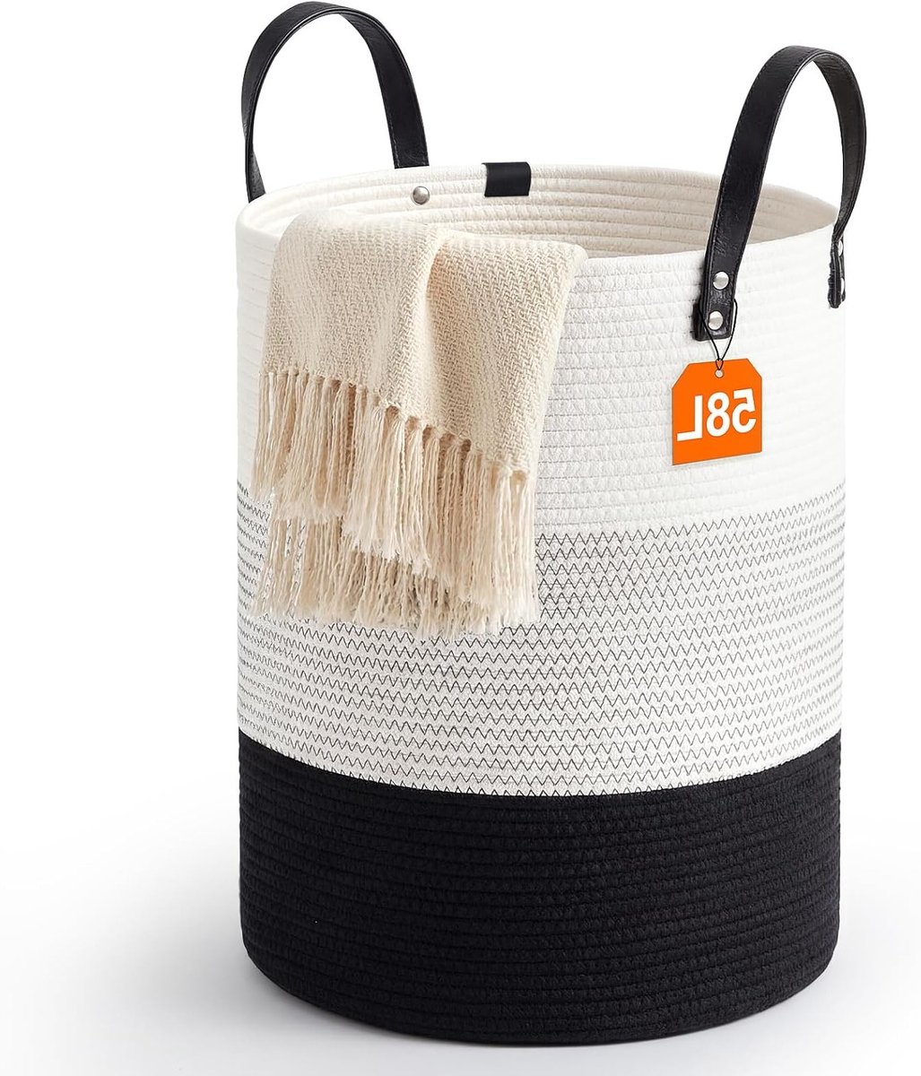 Ruime 58L wasmand voor efficiënt opbergen van kleding, speelgoed en meer