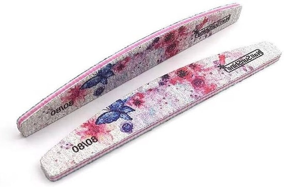Nagelvijlen - Nail Buffer - 80 Grit - Dual-Side - Nail Art Manicure - Pedicure Care - Bloemen.