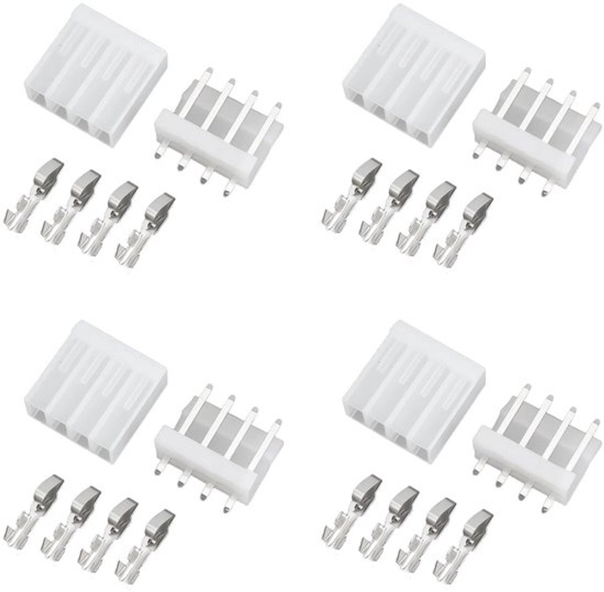 PCB Header Connector - Mannelijke Vrouwelijke - 4Pin - 3.96mm - Geschikt voor 5239 - 20 sets