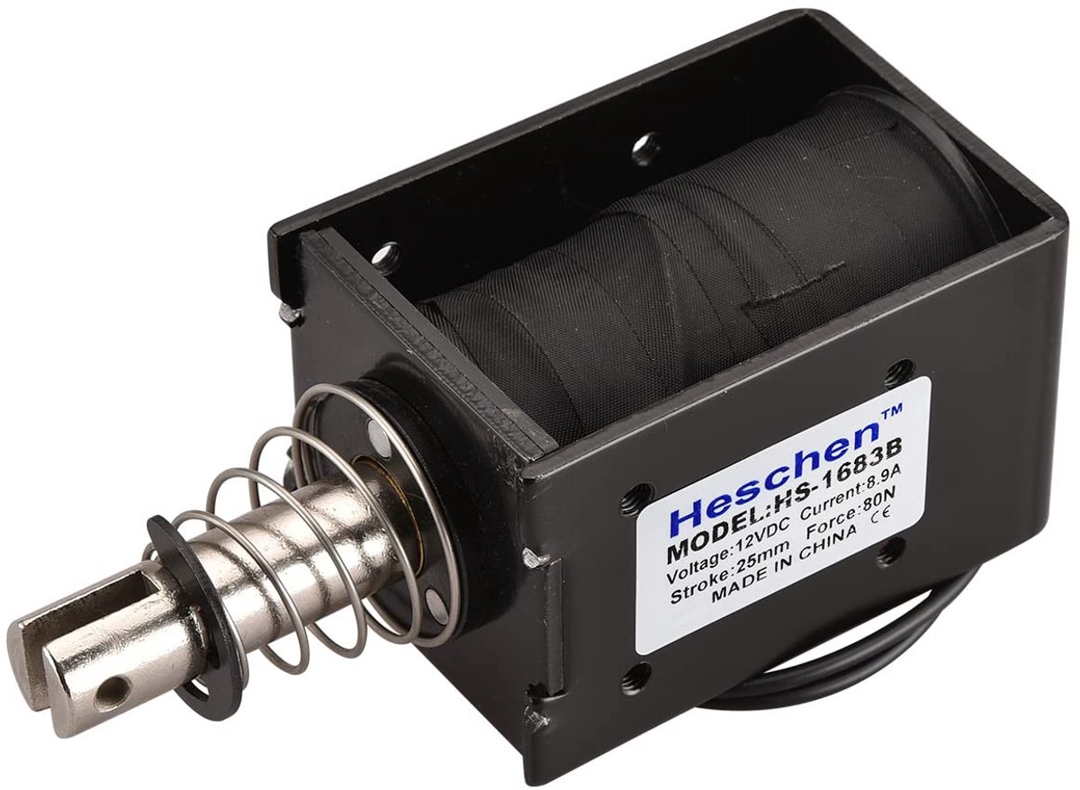 Dailygoody - Solenoid elektromagneet - DC12V - 80N kracht - Duwtrektype - 25mm slag - Geschikt voor kantoorfaciliteiten en machines