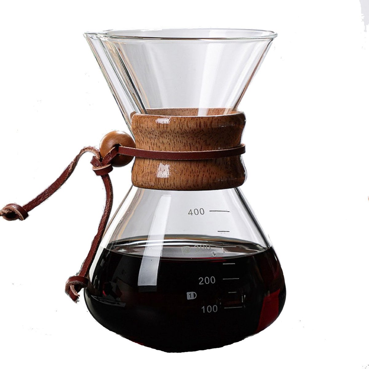 Dailygoody - Pour Over Koffiezetapparaat - Handmatig Koffiebrouwer - Dubbellaags Roestvrijstalen Filter - Bruin - V-uitloop Koffiezetter - Voor Reisge