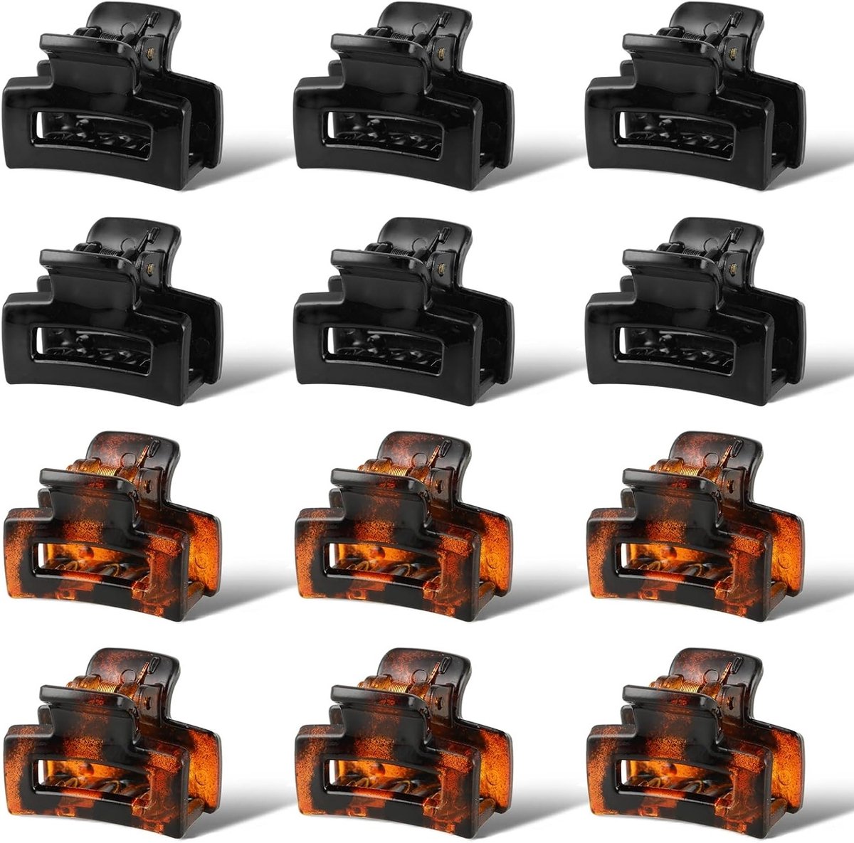 12 Stuks Vierkante Haarclips voor Vrouwen - Matte Rectangular Klemmen met Sterke Grip voor Dikker en Dunner Haar, Niet-Slip Acryl Haaraccessoires