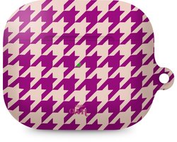 xoxo Wildhearts hoesje geschikt voor Airpods Pro 1 / Pro 2 - When In Paris - Ook als telefoonhoesje verkrijgbaar - schokbestendige case geschikt voor Airpod Pro (2) - koptelefoon case - Geruit / geblokt hoesje - Kleurrijke case - paars / beige
