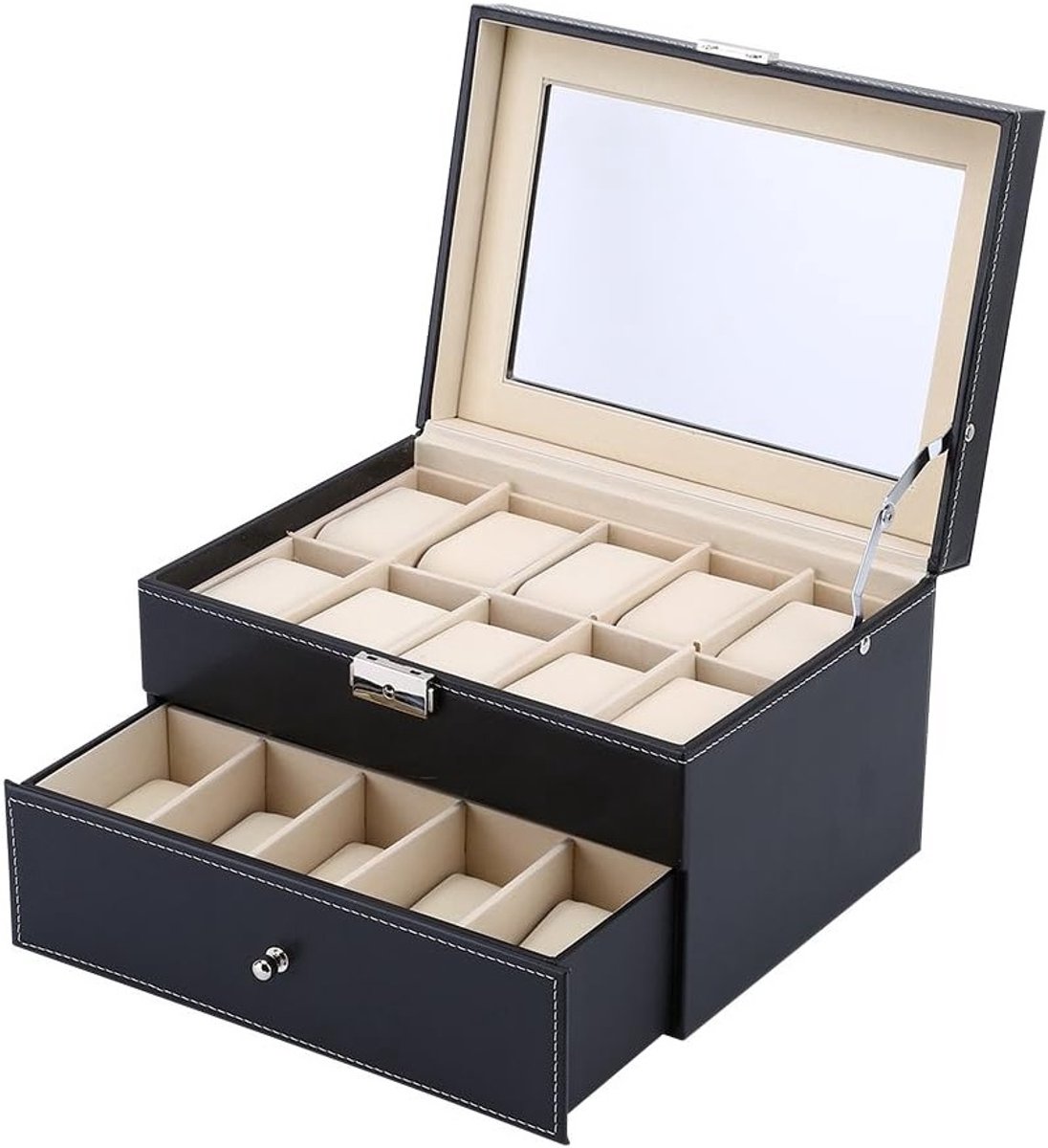 Opslagdoos voor Sieraden met 20 Vakken - Armband, Horloge en Accessoire Houder van PU Leer - Perfect voor Organisatie en Presentatie