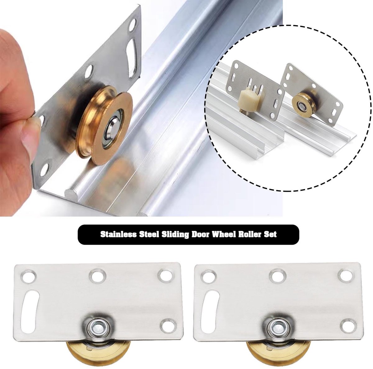 Dailygoody - Schuifdeur Wielen - Rollers - Glad schuiven - 4 Sets - Schuifdeur Fittings - Geschikt voor Kasten - 74mmx37mm